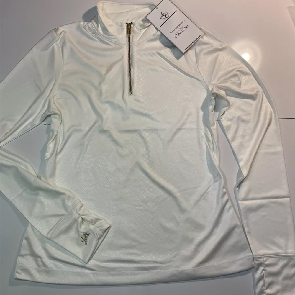 All Sport Couture NFL Team Apparel New York Jets Womens 1/4 Zip Size L Cream NWT